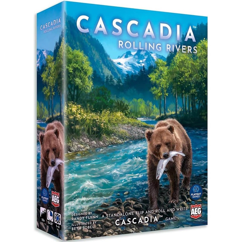 AEG FlatOut Games Cascadia Rolling Rivers Roll Write Puzzly Dice Game Explore The Pacific Northwest Build Ecosystems Ages 10 14 Players - Image 2