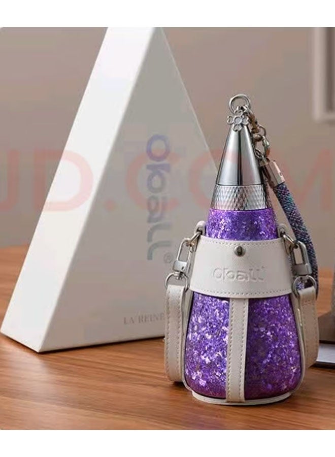 OBALL - Goddess Pocket Thermos with Straw, Minimalist Style, High-Value, Pure Titanium Interior and Exterior, 350ml Vacuum Insulated Cup with Lid (8.5 x 21.8cm), 24-hour long-lasting heat retention, suitable for water, iced tea or coffee, smoothies, business office cups, and travel. (Purple) - Image 1