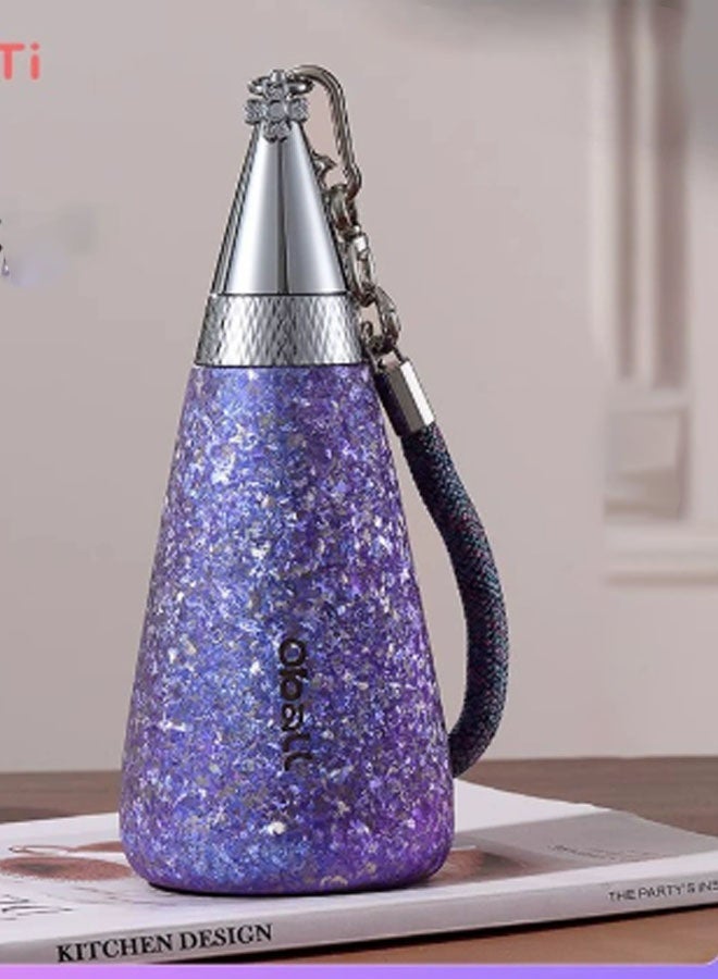 OBALL - Goddess Pocket Thermos with Straw, Minimalist Style, High-Value, Pure Titanium Interior and Exterior, 350ml Vacuum Insulated Cup with Lid (8.5 x 21.8cm), 24-hour long-lasting heat retention, suitable for water, iced tea or coffee, smoothies, business office cups, and travel. (Purple) - Image 2