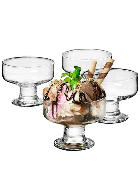 Glass Ice Cream Bowl Set, Small Dessert Cups for Trifle Parfait Sundae and Nuts, Mini Footed Cups, Clear Fruit Lead-Free Tasters Set of 4