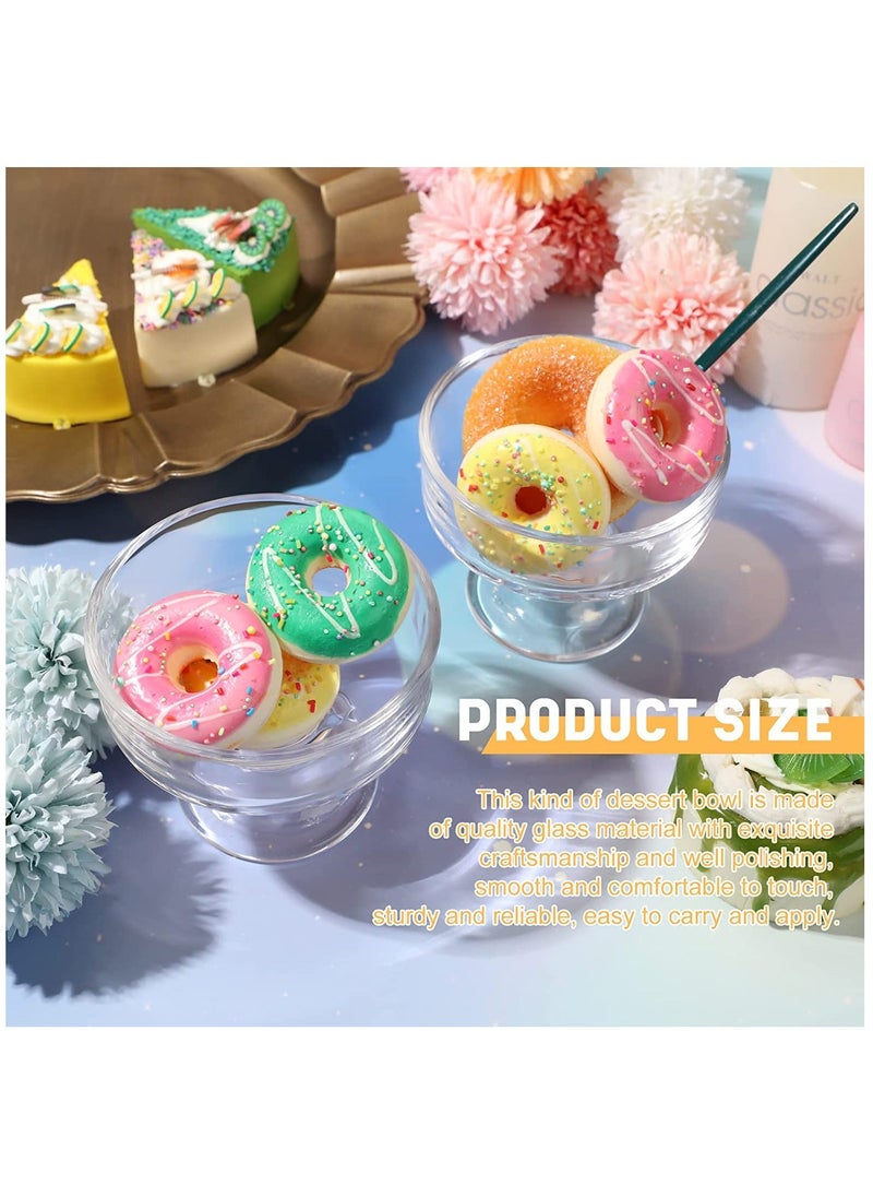 Glass Ice Cream Bowl Set, Small Dessert Cups for Trifle Parfait Sundae and Nuts, Mini Footed Cups, Clear Fruit Lead-Free Tasters Set of 4