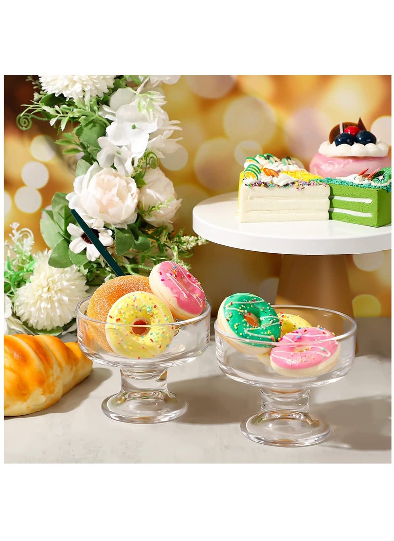 Glass Ice Cream Bowl Set, Small Dessert Cups for Trifle Parfait Sundae and Nuts, Mini Footed Cups, Clear Fruit Lead-Free Tasters Set of 4