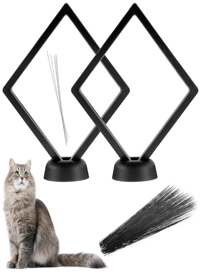 Anranmm 2 Pack Cat Whisker Holder, Cat Whisker 3D Floating Display Case with Base, 3D Floating Frame Display Case for Pet Fur Beard Hair, Mini Decor for Home & Memorial Gift for Pet Lovers - Image 1