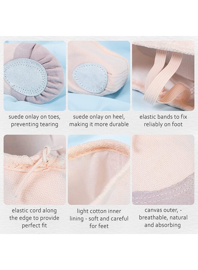 Girls Ballet Shoes Practice Ballet Shoes Dance Shoes Canvas Split Sole Ballet Shoes for Ladies Children Toddlers Leather Head Light Pink, 38 EU - Image 3