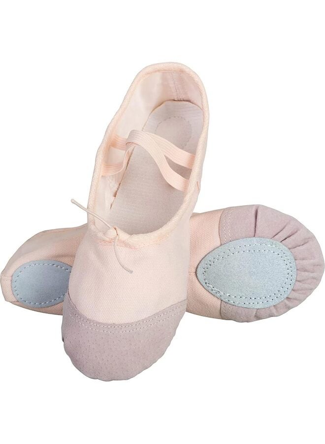 Girls Ballet Shoes Practice Ballet Shoes Dance Shoes Canvas Split Sole Ballet Shoes for Ladies Children Toddlers Leather Head Light Pink, 38 EU - Image 1