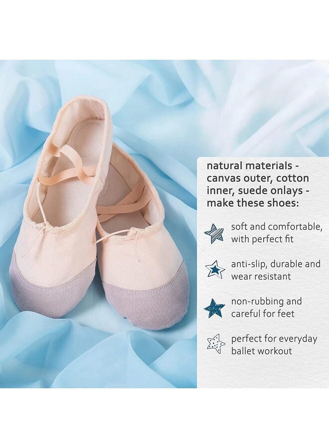 Girls Ballet Shoes Practice Ballet Shoes Dance Shoes Canvas Split Sole Ballet Shoes for Ladies Children Toddlers Leather Head Light Pink, 38 EU - Image 2