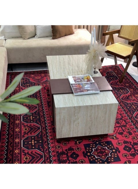 Alkaffary Bashayer Area Rug, Living Room & Majlis Rug, Luxury Heritage Arabic Design High-Quality Materials, 165x260 cm, Red