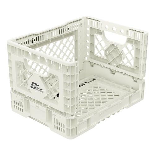 Bigant Heavy Duty Collapsible & Stackable Plastic Milk Crate - Snap Lock Foldable Industrial Garage Storage Bin Container Utility Tote Basket (Ivory, 1 Small Crate) - Image 2