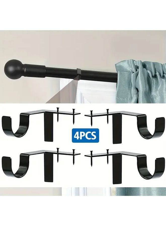 4pcs Heavy Duty Iron Curtain Rod Single Double Hook System Easy Installation - Image 1