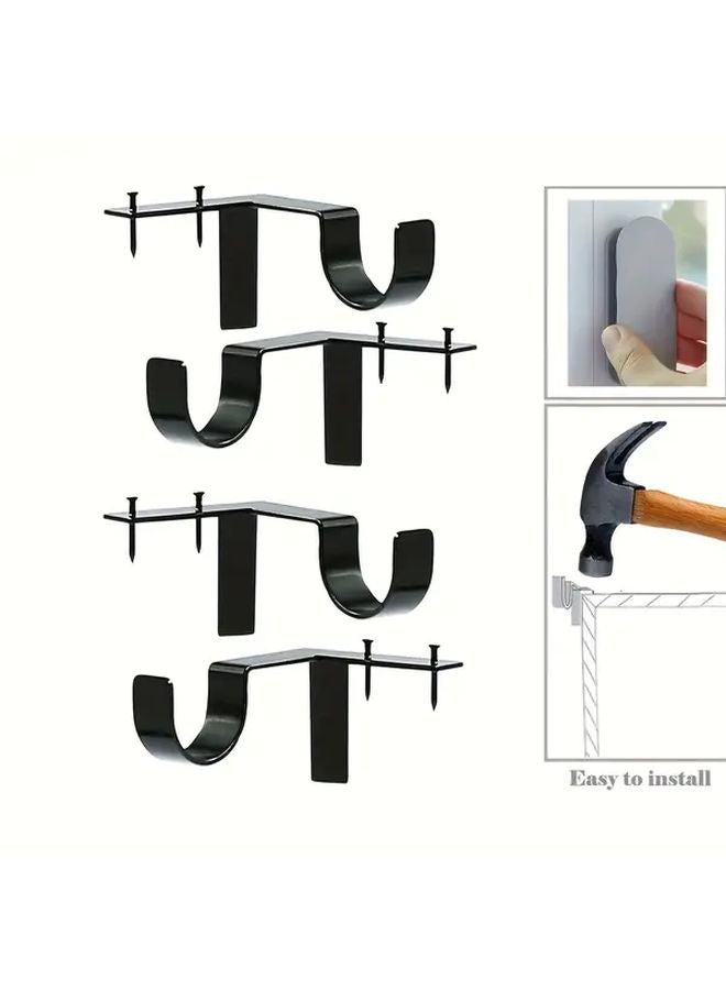4pcs Heavy Duty Iron Curtain Rod Single Double Hook System Easy Installation - Image 2