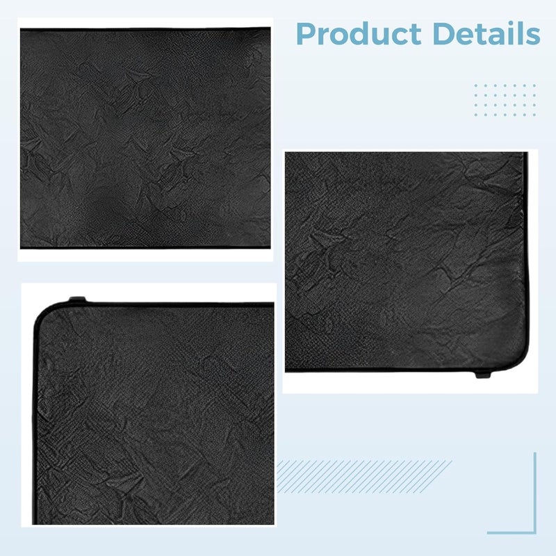 3-Piece Sofa Protector Set, Black Faux Leather Armrest & Headrest Cover, 16.9 x 26.8 in, with Pocket, Straps and Adhesive Tape - Image 2