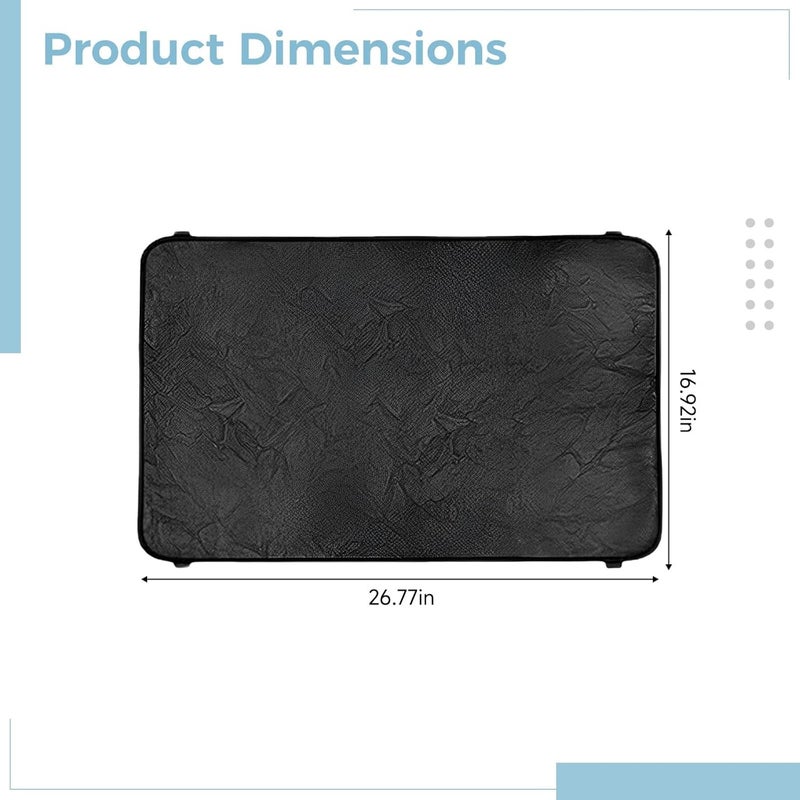 3-Piece Sofa Protector Set, Black Faux Leather Armrest & Headrest Cover, 16.9 x 26.8 in, with Pocket, Straps and Adhesive Tape - Image 3