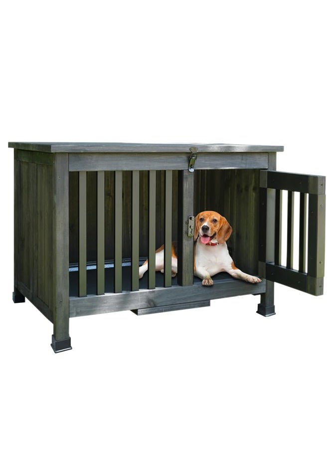 Agitree Wooden Dog Crate Furniture, 28-inch, Medium Dogs up to 40 lbs, Side Table with Storage, Dark Gray - Image 1