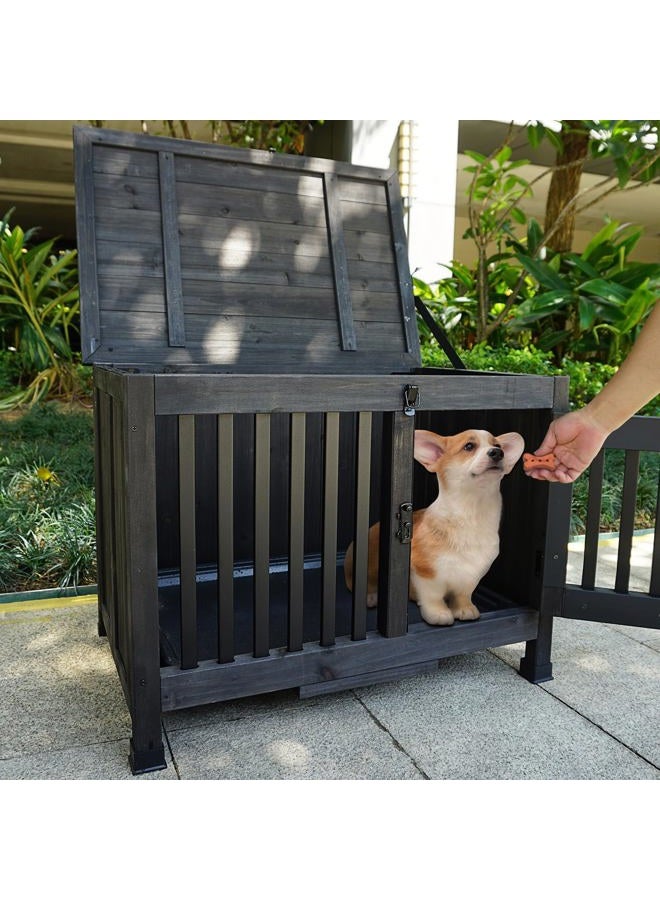 Agitree Wooden Dog Crate Furniture, 28-inch, Medium Dogs up to 40 lbs, Side Table with Storage, Dark Gray - Image 2
