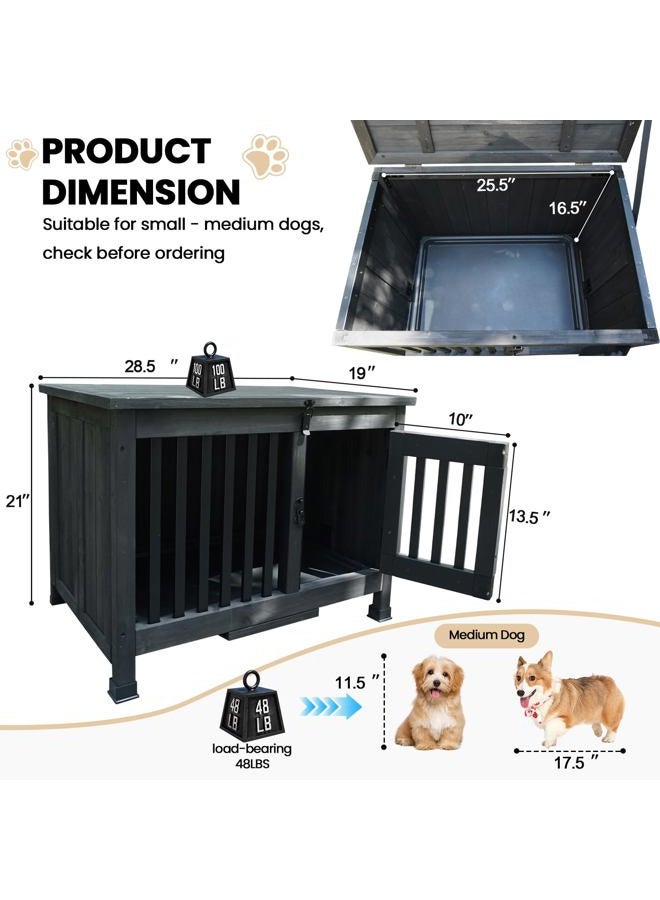 Agitree Wooden Dog Crate Furniture, 28-inch, Medium Dogs up to 40 lbs, Side Table with Storage, Dark Gray - Image 5