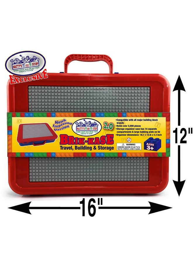 Matty's Toy Stop Brik-Kase 2.0 Travel, Building, Storage & Organizer Container Case With Building Plate Lid (Holds Approx 2000Pcs) - Compatible With All Major Brands (Blue, Red & Gray)  - Image 4