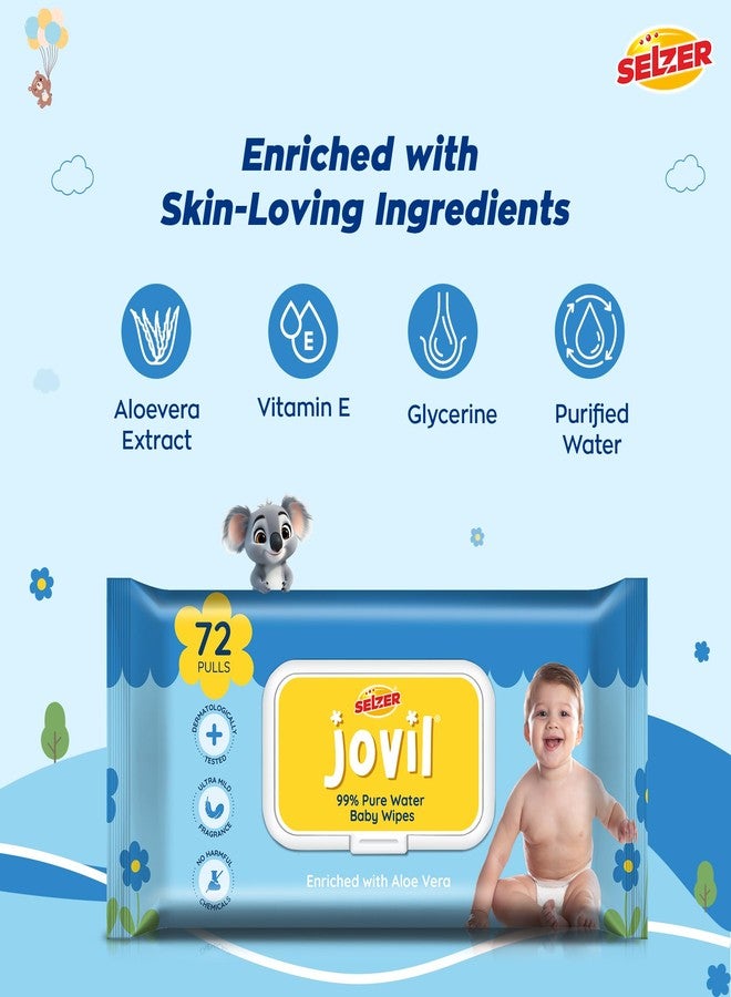 Selzer Jovil Soft Cleansing Baby Wipes with Lid | 72 Wipes x Pack of 10-720 Wipes | Extra Thick & Moist Wet Wipes for Baby's | Prevents Rashes & Redness with Goodness of Aloe Vera, Vitamin E - Image 4