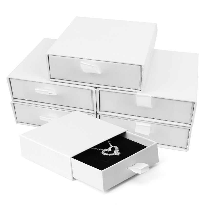 batifine Cardboard Jewelry Boxes, 5 Pack 3.5Ã—3.5x1Inch Jewelry Gift Boxes, Bulk Cotton Filled Small Jewelry Boxes with Lids for Necklace Ring Earring Display Box (White) - Image 1