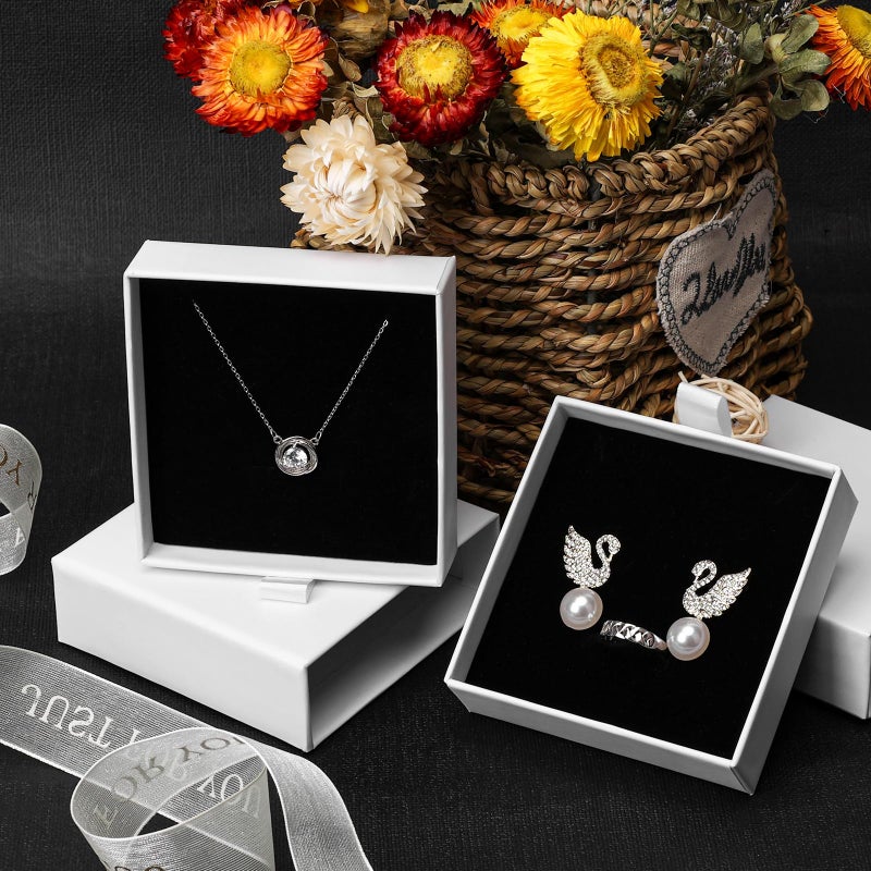 batifine Cardboard Jewelry Boxes, 5 Pack 3.5Ã—3.5x1Inch Jewelry Gift Boxes, Bulk Cotton Filled Small Jewelry Boxes with Lids for Necklace Ring Earring Display Box (White) - Image 5