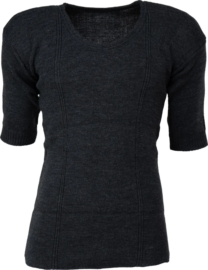 اوبلاند Men's Winter Wool Thermal Undershirt Short Sleeve Thick Classic Wool Knitted Solid Color Keeps Warm