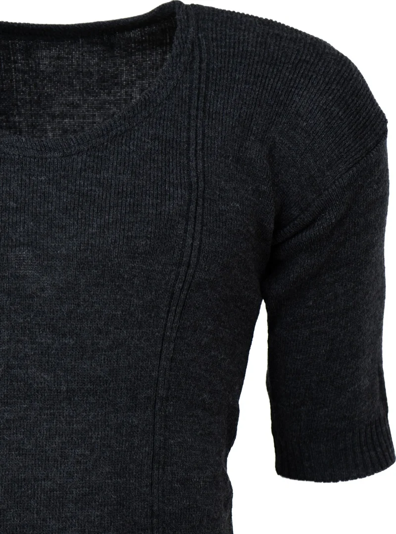 اوبلاند Men's Winter Wool Thermal Undershirt Short Sleeve Thick Classic Wool Knitted Solid Color Keeps Warm