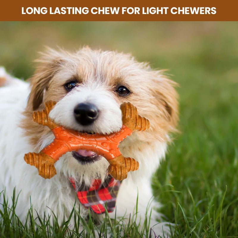 SPOT Bam-Bones Dental X-Bone - Made with Bamboo Fiber and a Massaging Rubber Center, Durable Oral Care Dog Chew for Light Chewers & Teething Puppies under 40lbs, 8in Allergen Free Peanut Butter Flavor - Image 3