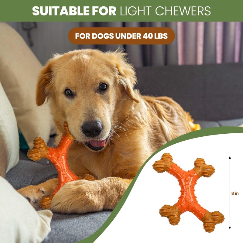 SPOT Bam-Bones Dental X-Bone - Made with Bamboo Fiber and a Massaging Rubber Center, Durable Oral Care Dog Chew for Light Chewers & Teething Puppies under 40lbs, 8in Allergen Free Peanut Butter Flavor - Image 5