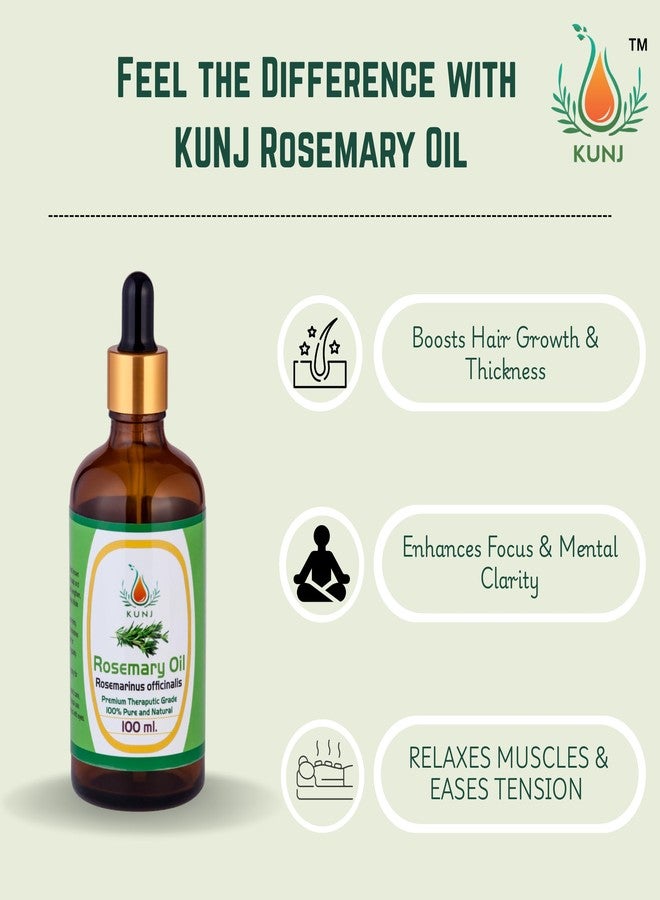 KUNJ Rosemary Essential Oil (Rosmarinus officinalis) 100ML - 100% Pure & Natural, Undiluted, Steam Distilled - Aromatherapy Oil for Hair Growth, Scalp Nourishment, Diffuser, Skin & Wellness - Image 2
