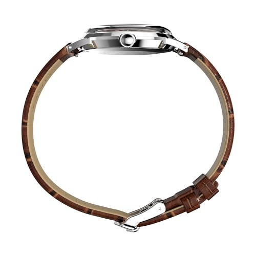 Timex Men's Marlin 34mm Watch - Brown Strap Brown Dial Stainless Steel Case - Image 2