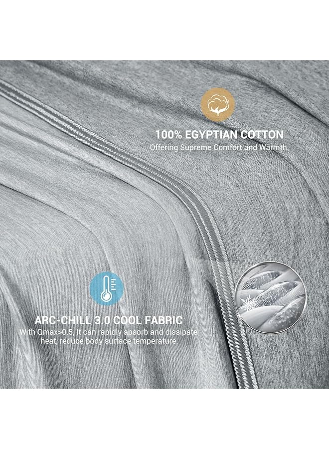 اليجير بطانية تبريد ثورية بحجم مزدوج، تمتص حرارة الجسم لتبقيك منتعشًا في الليالي الحارة، ألياف تبريد Q Max 0.4، بطانية قطنية بنسبة 100%، رمادية 59 بوصة × 79 بوصة - Image 3