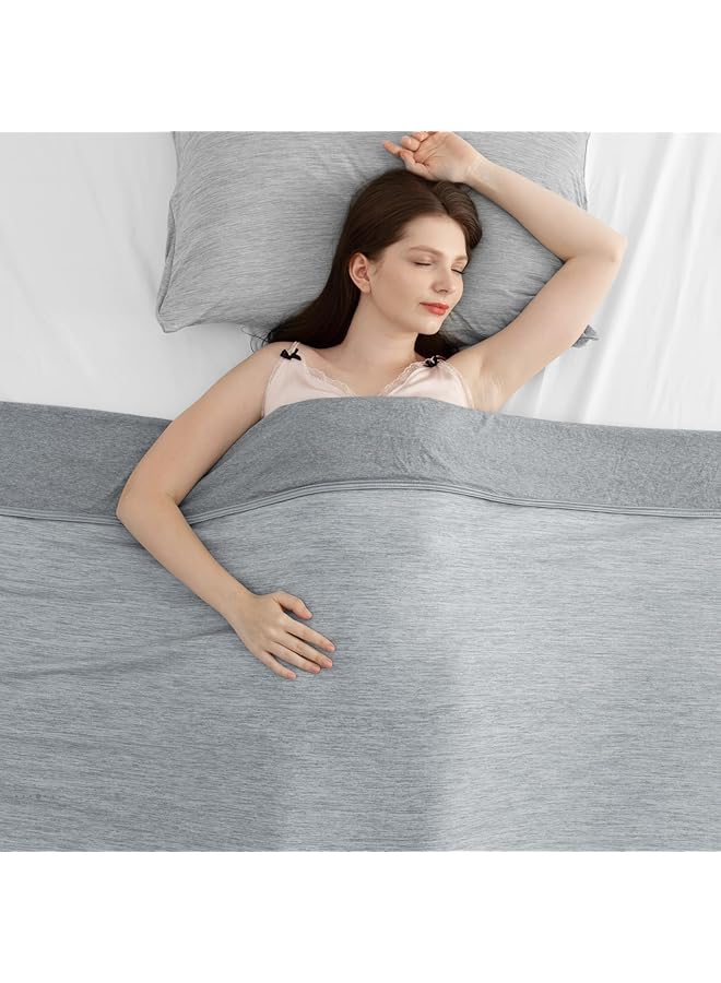 اليجير بطانية تبريد ثورية بحجم مزدوج، تمتص حرارة الجسم لتبقيك منتعشًا في الليالي الحارة، ألياف تبريد Q Max 0.4، بطانية قطنية بنسبة 100%، رمادية 59 بوصة × 79 بوصة - Image 1
