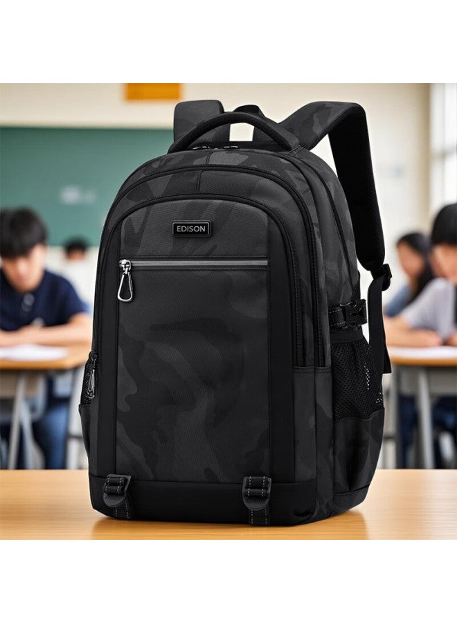 Edison Edison High School Student Backpack Junior High School College Student Large Capacity Waterproof Double Shoulder Bag Travel Backpack K051-2g - Image 1