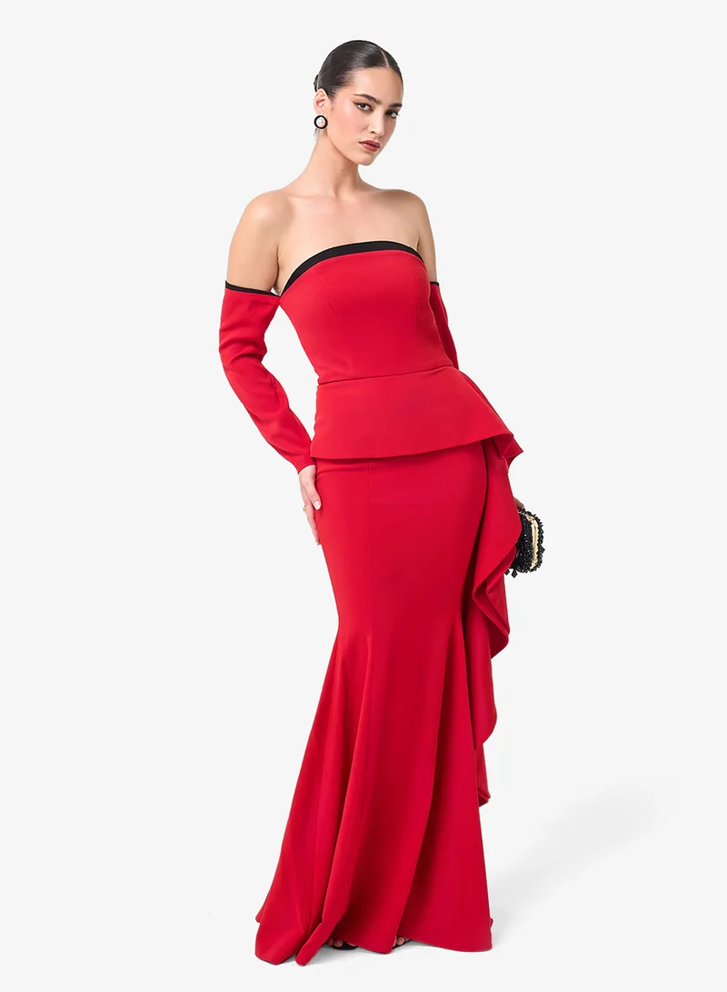 ثريدز باي اجوني فستان ماكسي بكتف مكشوف وذيل سمكة