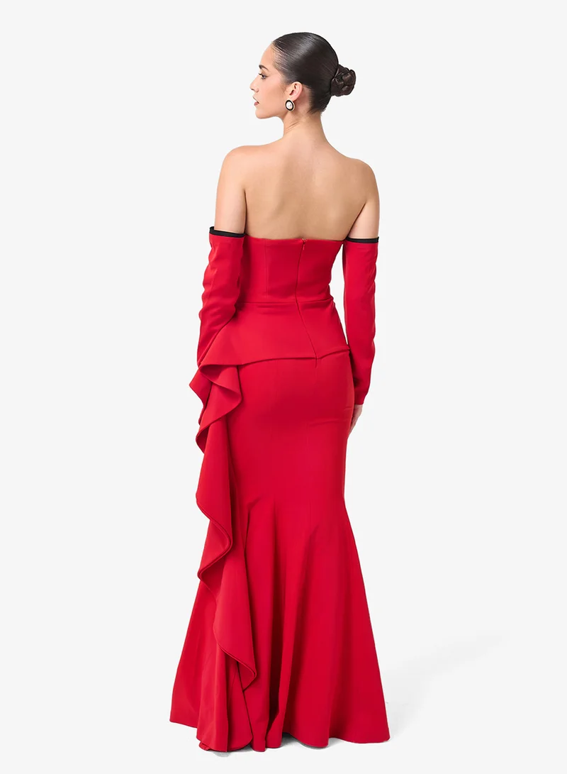 ثريدز باي اجوني فستان ماكسي بكتف مكشوف وذيل سمكة