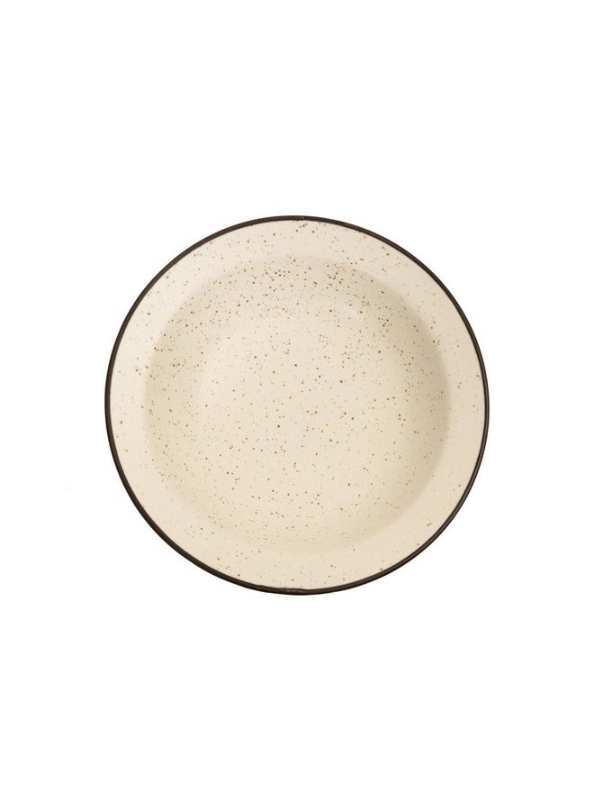 Beyond Homes Beyond Homes Handcrafted Ceramic Plates, No-1 Quality Porcelain Must Have for Kitchen, Pasta Maggie Bow Set, Microwave Safe | Chip-Resistant | Matte Finish | Textured: (Set of 2: White Black Rim) - Image 5