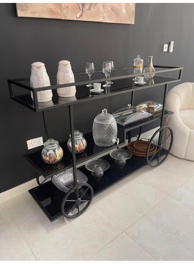 Horoof Market Horoof Home® Premium Heavy-Duty Buffet Trolley with Adjustable Color Finish, 3-Tier Design – Extra Large 180x50x90 cm for Catering & Events  - Image 1