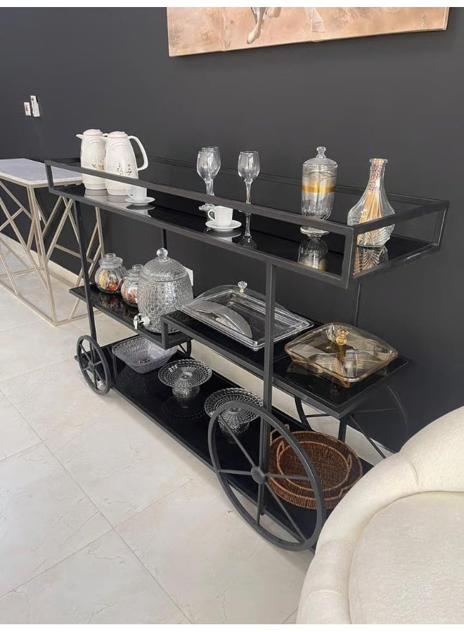 Horoof Market Horoof Home® Premium Heavy-Duty Buffet Trolley with Adjustable Color Finish, 3-Tier Design – Extra Large 180x50x90 cm for Catering & Events  - Image 2
