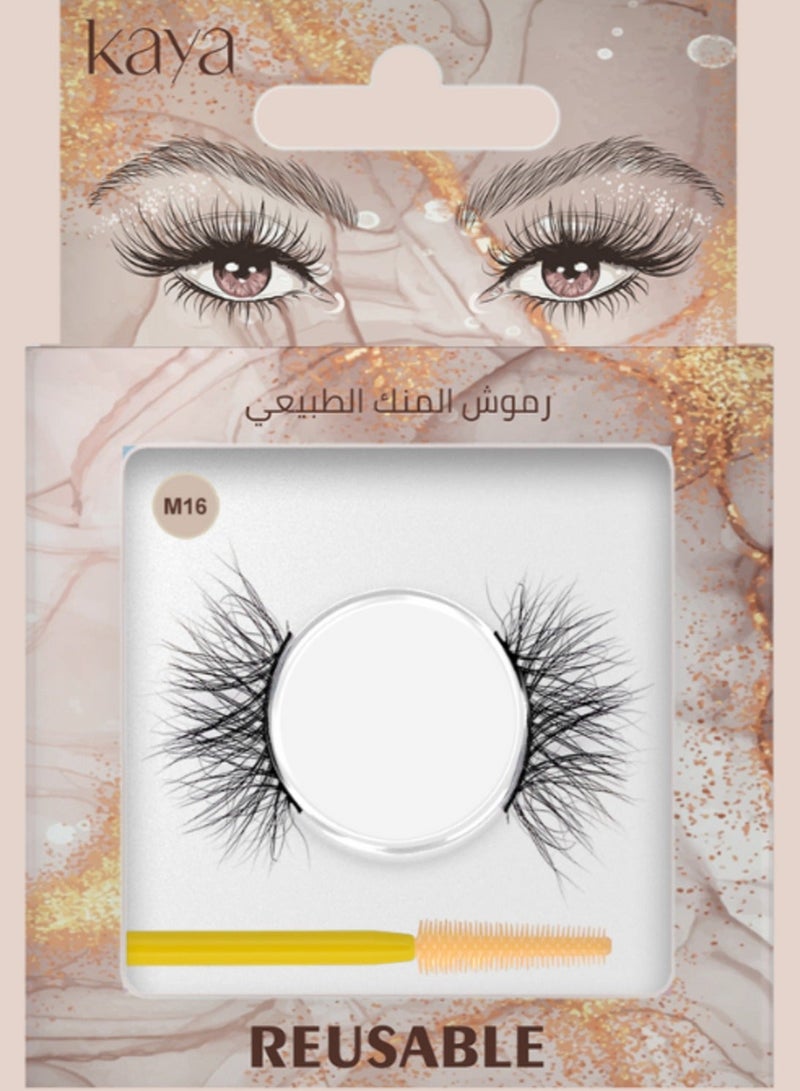 kaya Clear Eyelash Glue with Natural Mink Three Dimensional Lashes Style No. 16 Set - Image 3