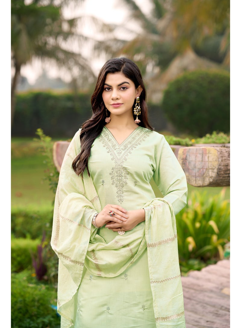 VISHVA CREATION Embroidered Green Kurta Suit Set for Women - Image 5