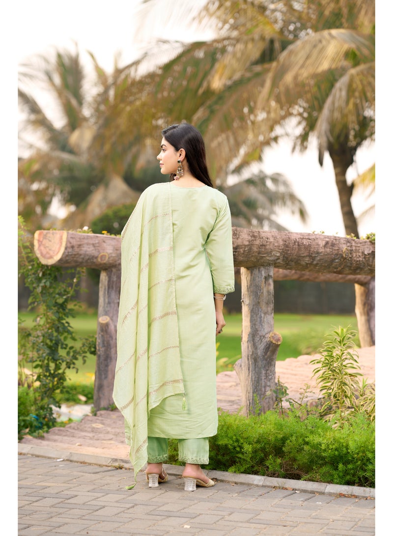 VISHVA CREATION Embroidered Green Kurta Suit Set for Women - Image 4