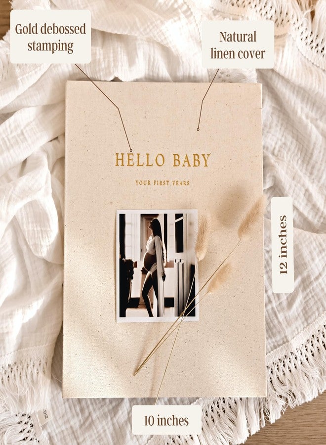 Peachly Unisex Baby Memory Book | Minimalist Baby Book | First Year Baby Book Keepsake for Milestones | Woodland Baby Scrapbook | Baby Books for Boy or Girl | Natural Linen - Forest - Image 2