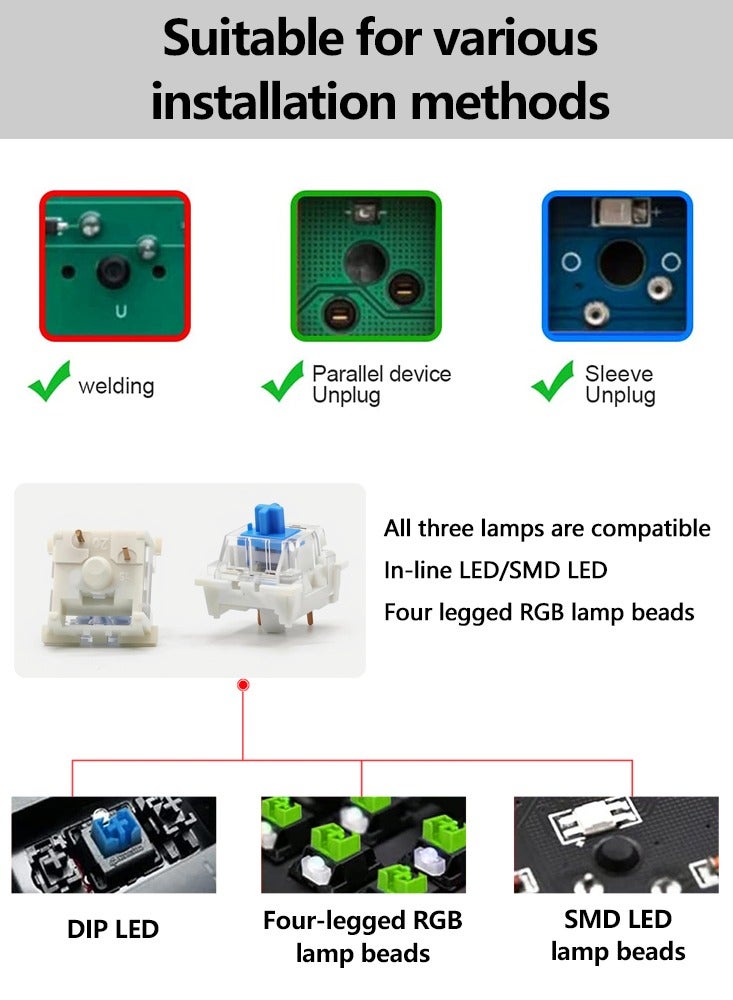 110pcs Keyboard Switch 3-pin Linear Tactile Click Switch Outemu Mechanical Keyboard Blue Game Switch - Image 4