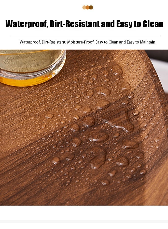 تابيت طاولة جانبية دائرية بطابقين مع رف تخزين، صينية حماية للحواف، طاولة قهوة بإطار معدني متين، طاولة جانبية لغرفة المعيشة أو غرف النوم أو المساحات الصغيرة (بني غامق، 60 × 50 سم) - Image 3