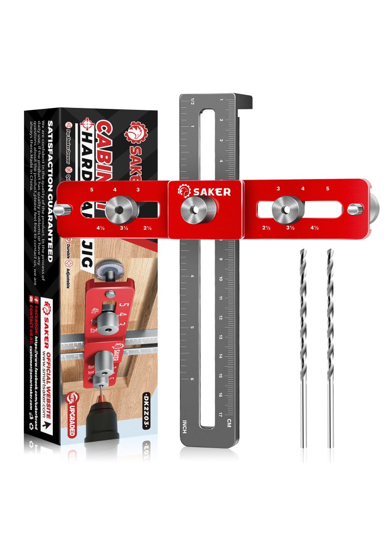 Saker Saker Cabinet Hardware Doweling Jig,Adjustable Cabinet Template Tool for Knobs,Handles and Pulls,Self Centering Punch Locator Precise Woodworking Drill Guide for Drawer Cabinet Installation  - Image 1