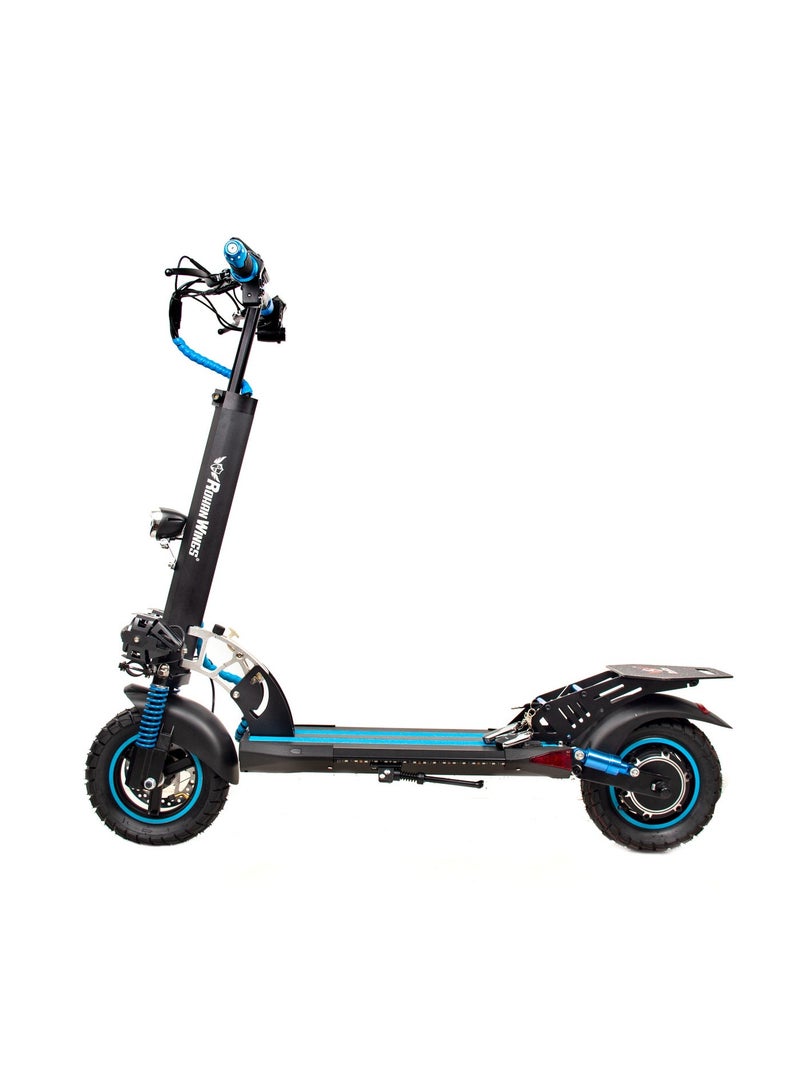 ROHAN WINGS Electric Scooter for Adults KT4B/ BLUE , 40km range with powerful 48V 13AH Battery, Bluetooth Speaker with free accessories Helmet, Safety Belt, Mobile Holder, Pump, Tool Kit and Lock. - Image 1
