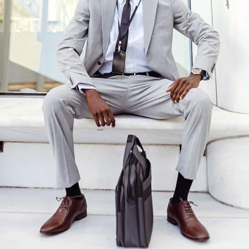 Falari Men Dress Socks 5-Pack Plain Rib Black Dress Socks Cotton Crew Socks Size 10-13 - Image 2