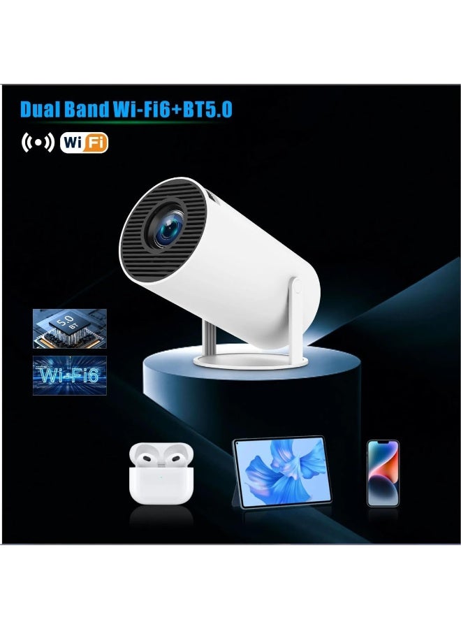 Mini Smart Projector with WiFi 6 & Bluetooth 5.0 – Android 11.0 OS, Auto Keystone Correction, 180° Rotatable Design, Up to 130-Inch Display – 4K Supported Home Cinema Projector with HDMI for Phone, PC, Laptop, PS5 & Streaming Devices - Image 2