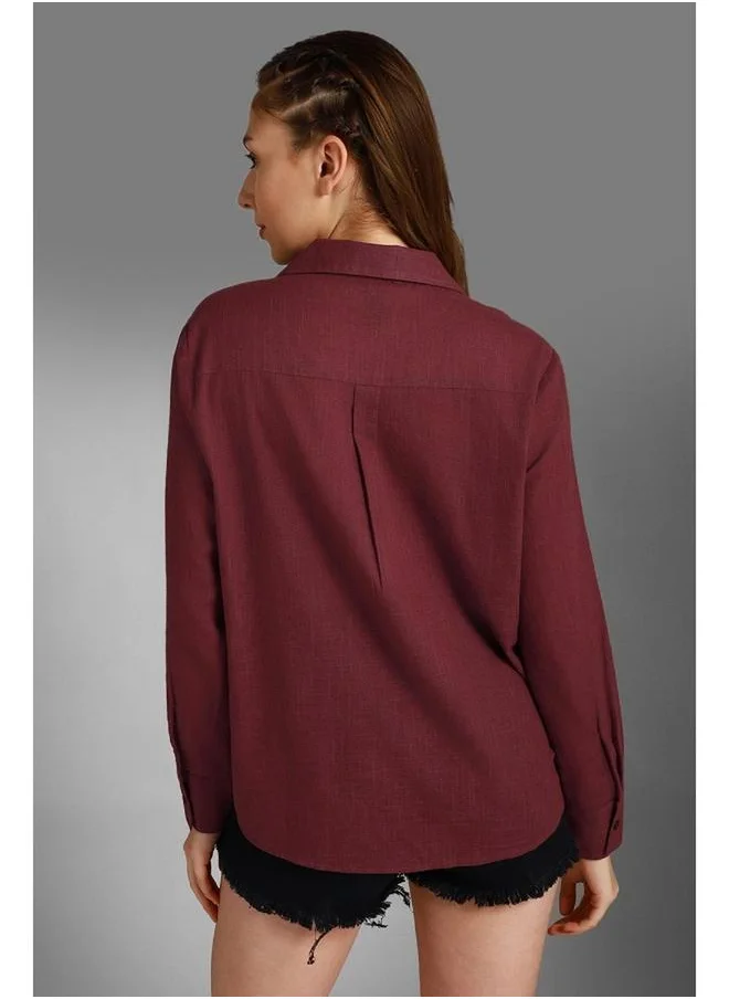 هاي ستار Stay effortlessly stylish with this comfortable Wine Oversized Shirts Solid design crafted from 100% Cotton featuring Long Sleeves with Button closure.