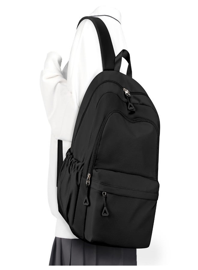 winspansy Backpack for School Teenage Girls Boys,Waterproof Lightweight School Bags Travel Daypack Simple Cute College Backpack Rucksack for Women Men fit 14 Inch Laptop,Black - Image 1