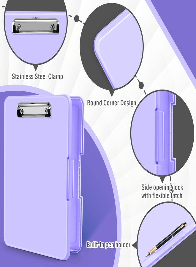 ANZNKU Clipboards with Storage, 13x9.6 Storage Clipboard Foldable for Teachers & Nurse Essentials, Clipboards with Pen Holder, Work Desk Paper Organizer, School & Office Supplies for Women(Purple) - Image 3